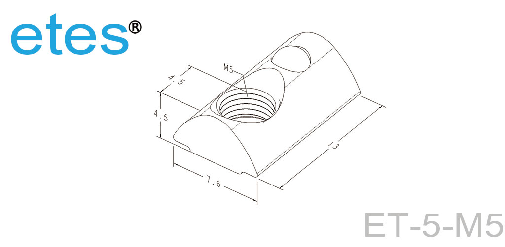 弹性螺母 5 系列 M5 ET-5-M5