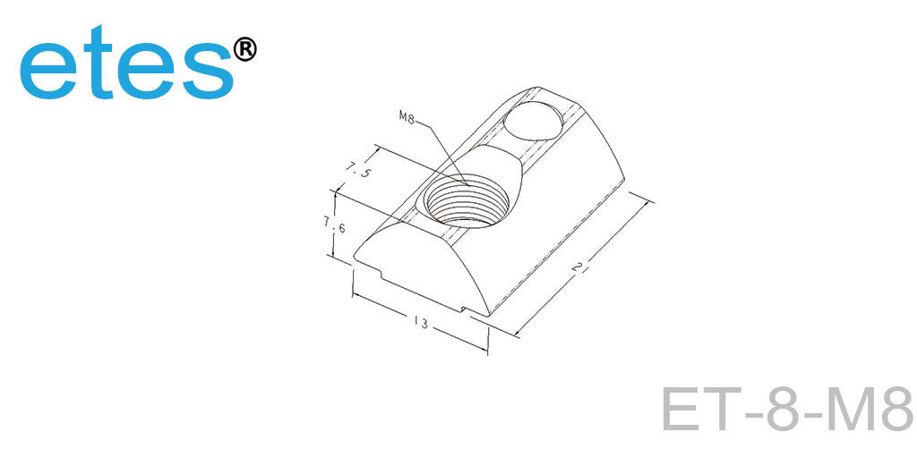 弹性螺母 8 系列 M8 ET-8-M8