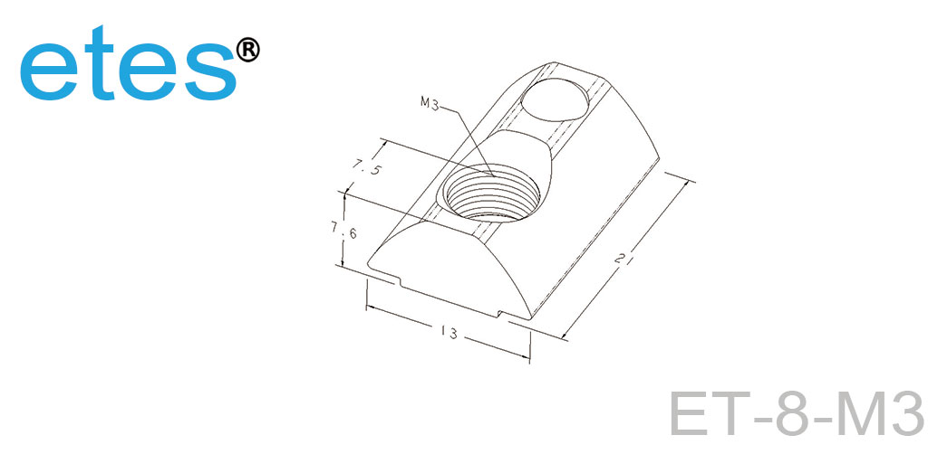 弹性螺母 8 系列 M3 ET-8-M3